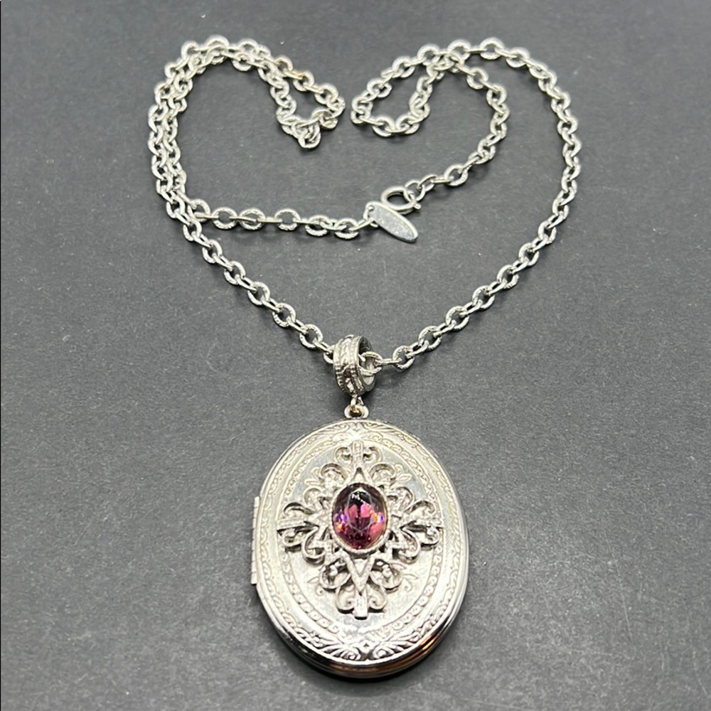 Vintage Whiting & Davis rhinestone locket necklace